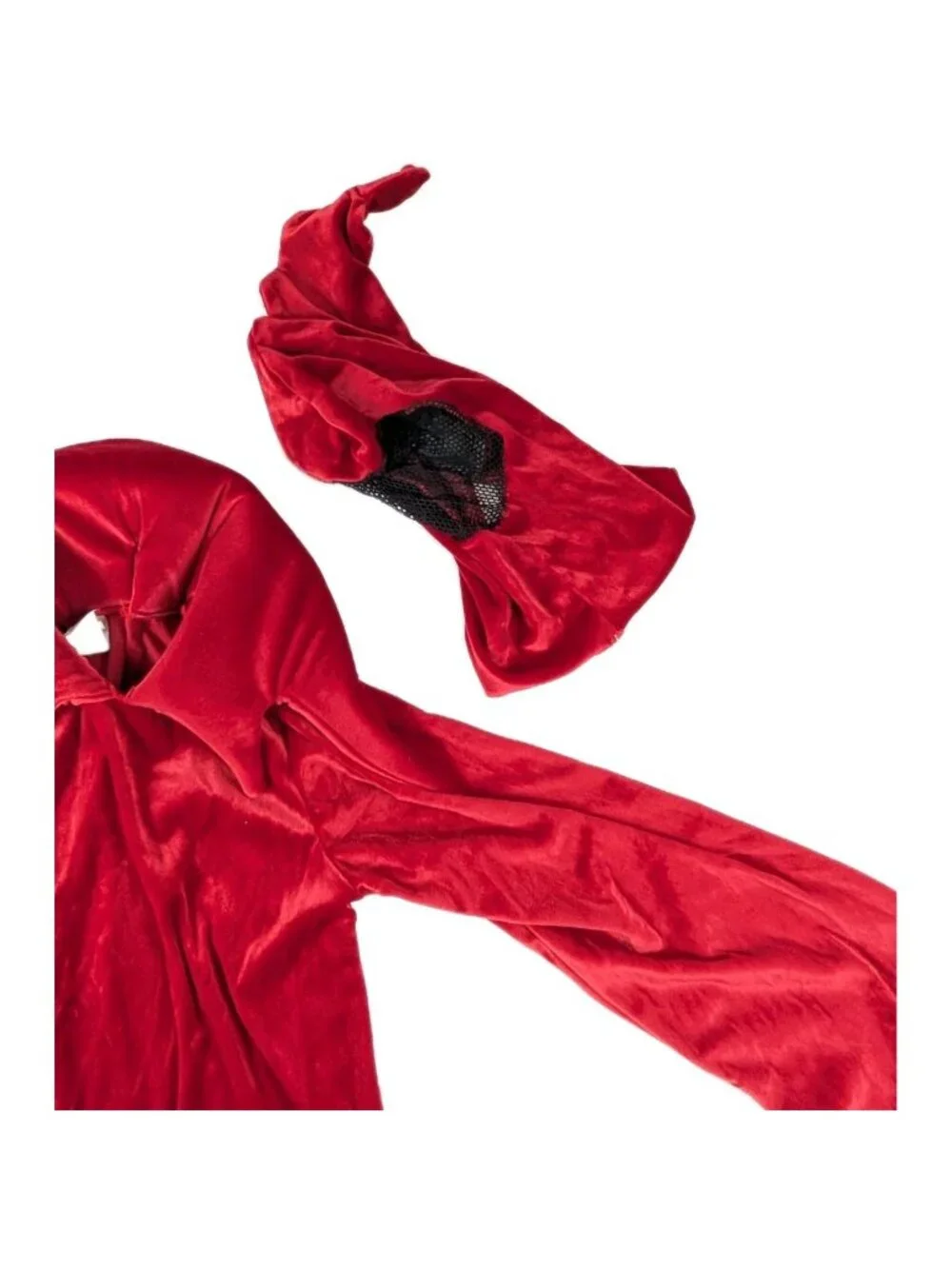 Disguise Halloween Costume Size 7-10 wizard Hooded covered Velvet Red - Picture 2 of 11